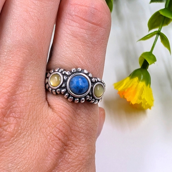 Jewelry - Genuine Gemstones and 925 Sterling Silver Vintage Ring Size 8